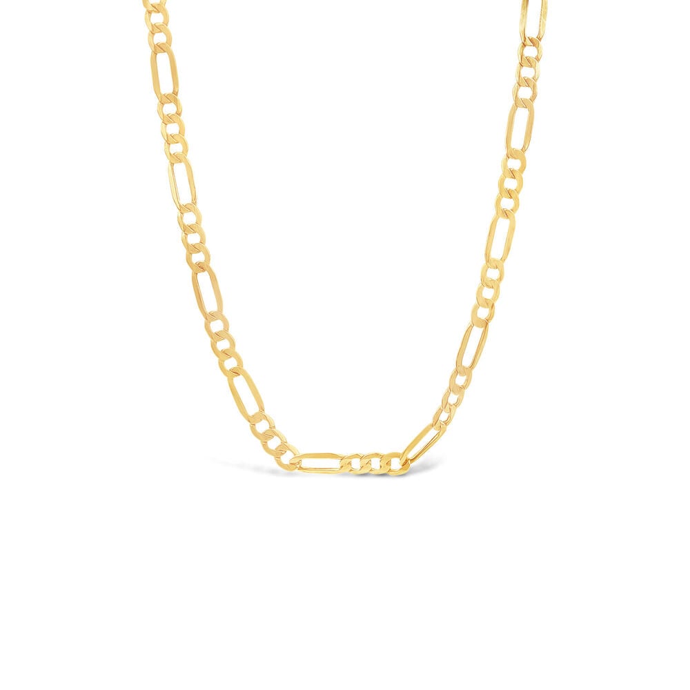 9ct Yellow Gold Hollow Bevelled Figaro Necklet