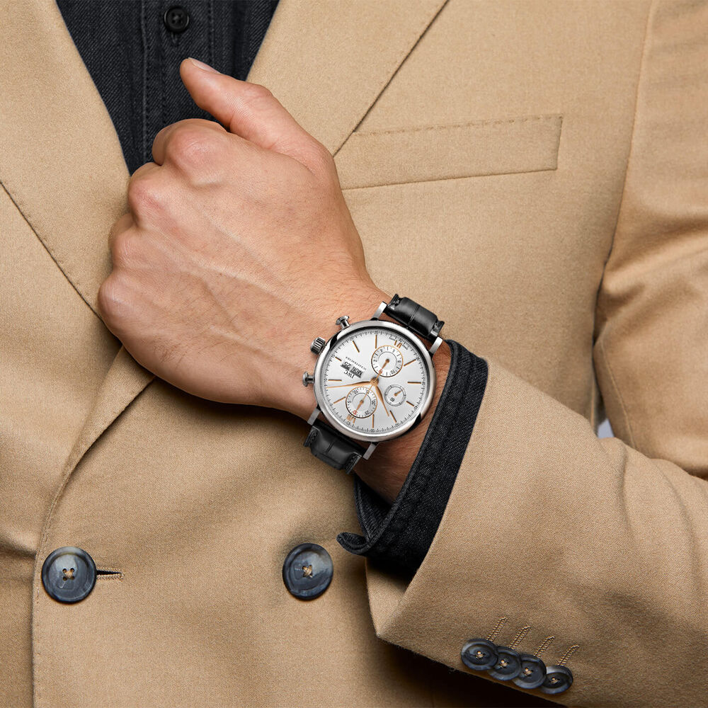 IWC Schaffhausen Portofino Chronograph Silver Dial Black Strap Watch image number 6