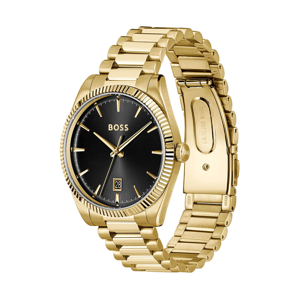 BOSS Cheswick 40mm Black Dial Gold Tone Stainless Steel Bracelet Watch image number 2
