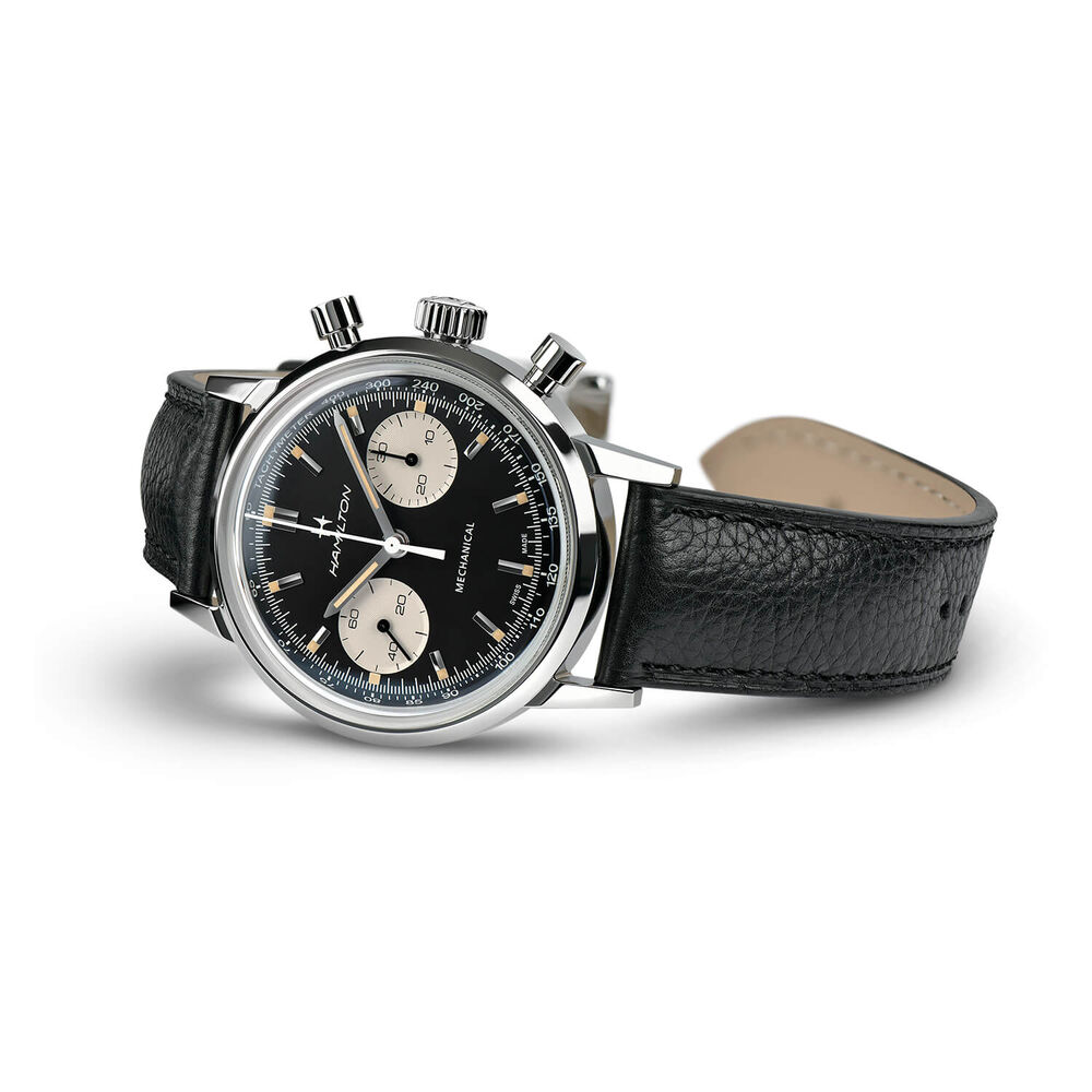 Hamilton American Classic Intra-Matic Chrono Panda Dial Steel Case Strap Watch image number 2