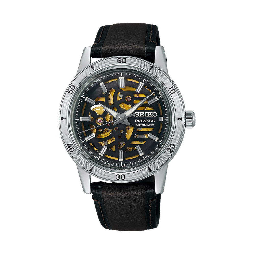 Seiko Presage Style 60s 'Elegant yet Rugged' Biker Style 39.5mm Skeleton Dial Strap Watch