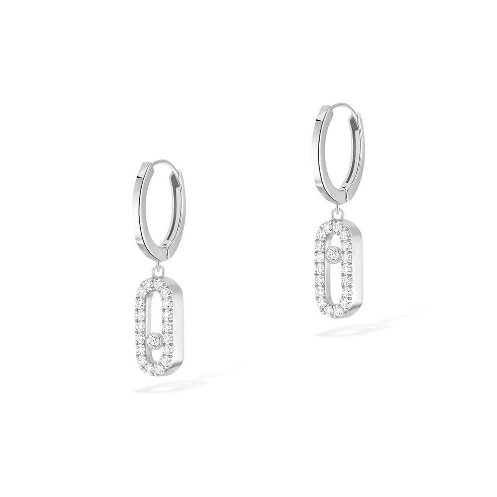 Messika Move Uno 18ct White Gold 0.19ct Diamond Hoop Earrings image number 1