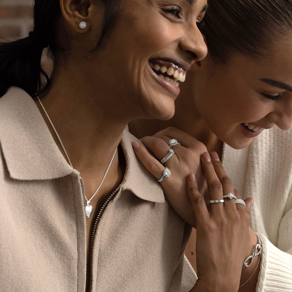 Born Platinum 1.40ct lab Grown Round Halo & Diamond Sides Ring image number 7