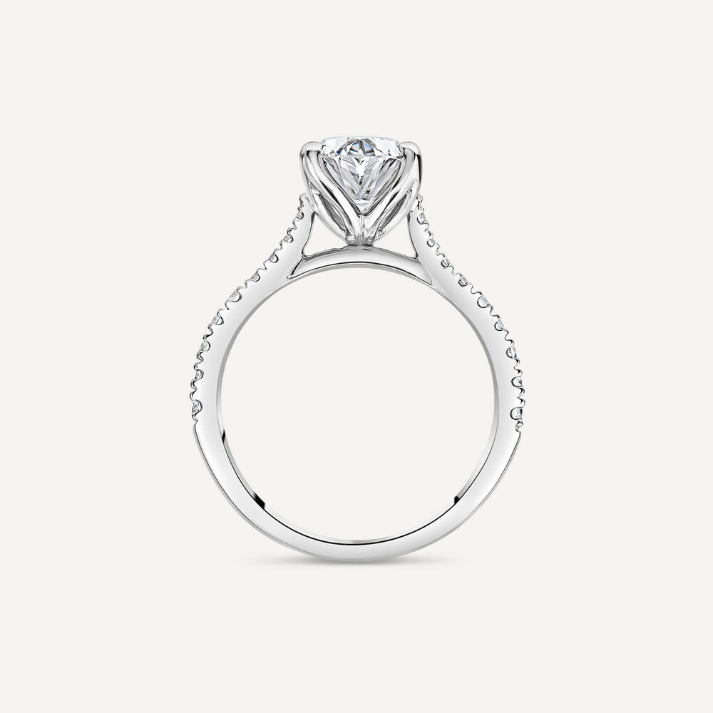 Born Platinum Lab Grown 2.20ct Oval & Diamond Sides Ring image number 3