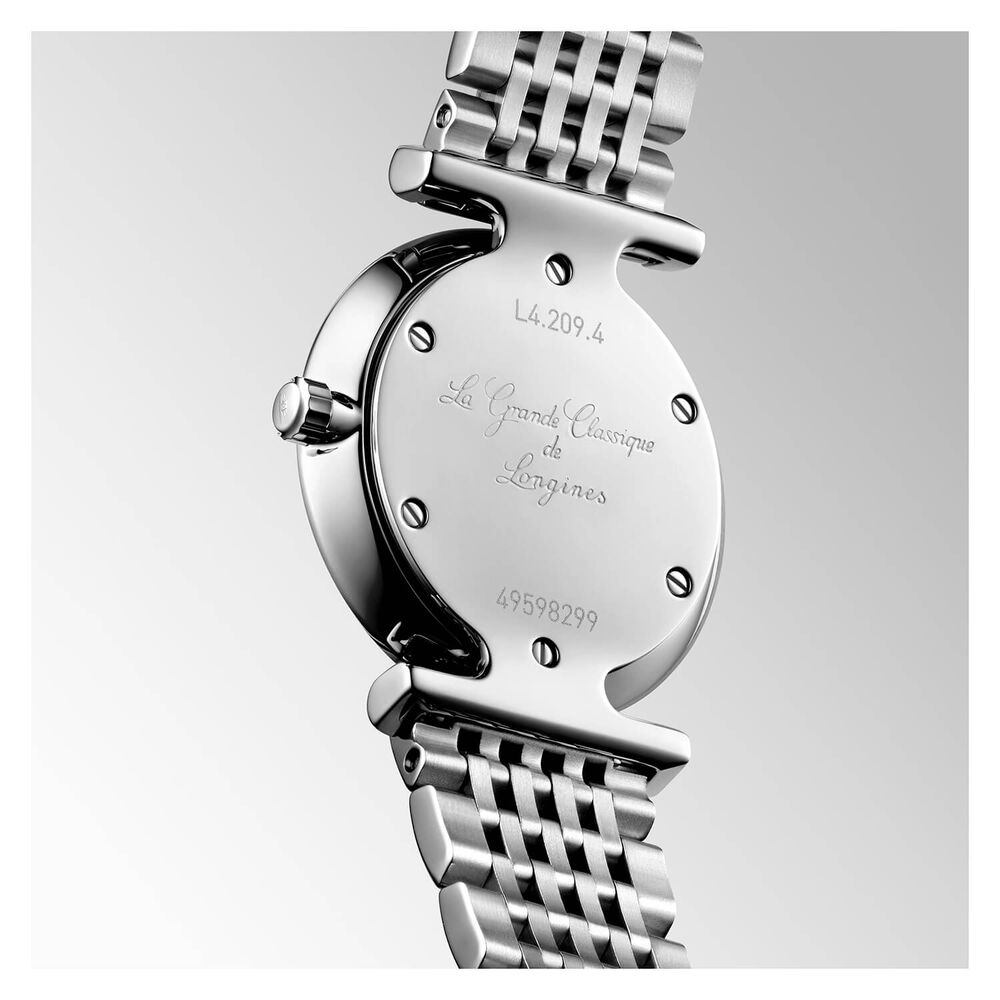 Longines La Grande Classique White Mother of Pearl Dial Diamond Dot Index Steel Bracelet Watch image number 2