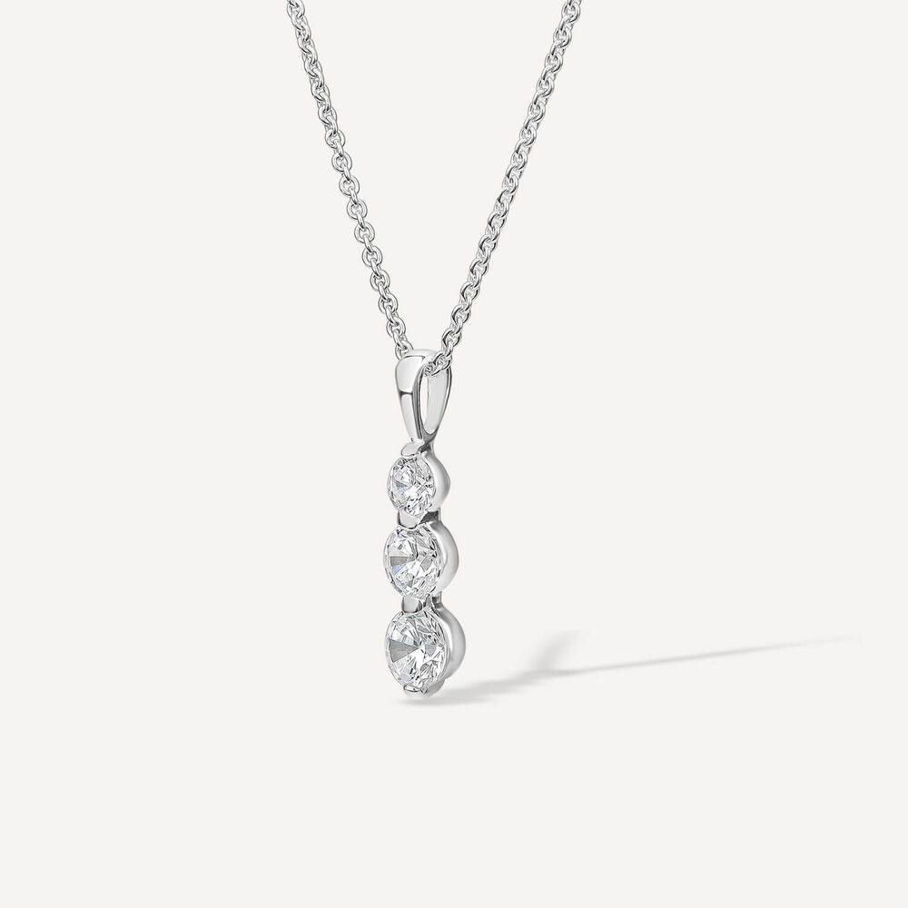 Sterling Silver 3 Stone Cubic Zirconia Graduated Pendant