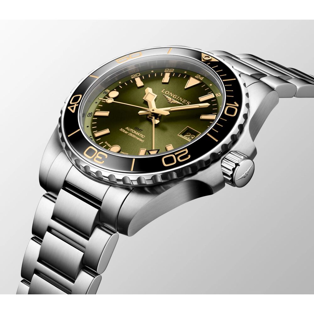 Longines Hydroconquest 41mm Sunray Green Dial Steel Ceramic Case Watch image number 1