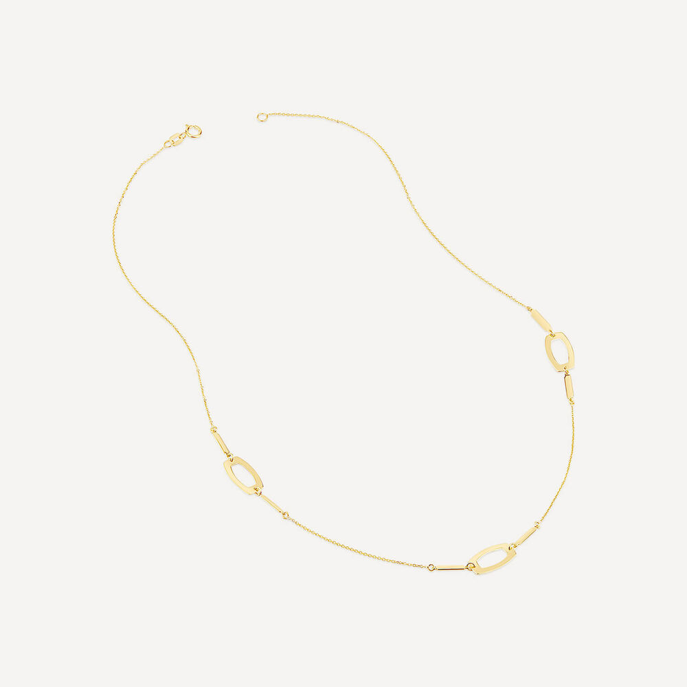 9ct Yellow Gold Polished Open Oval & Bar Chain Necklet image number 2