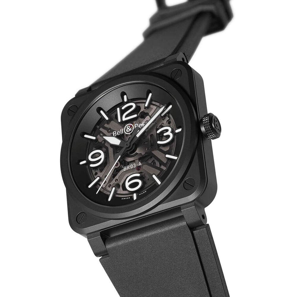 Bell & Ross BR-03 Skeleton Black Ceramic 41mm Dial Black Rubber Strap Watch image number 2