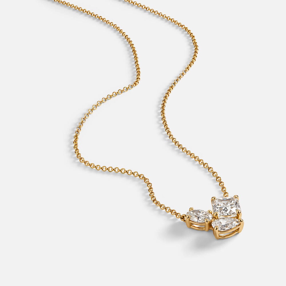 Born Contour 9ct Yellow Gold 2.20ct Lab Grown Oval Pear Cushion Diamond Necklet