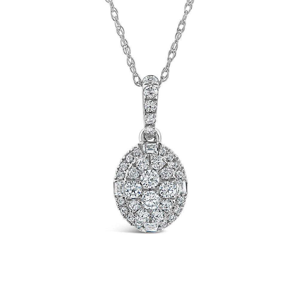Platinum 0.33ct Oval Diamond Cluster Halo Pendant image number 0