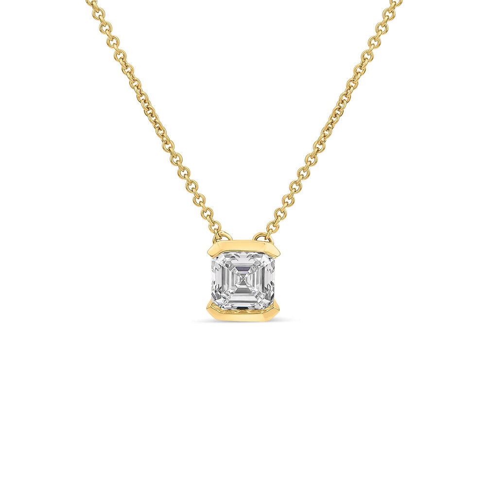 Born 1ct Classic 9ct Yellow Gold Lab Grown 1.00ct Asscher Cut Diamond Pendant image number 0