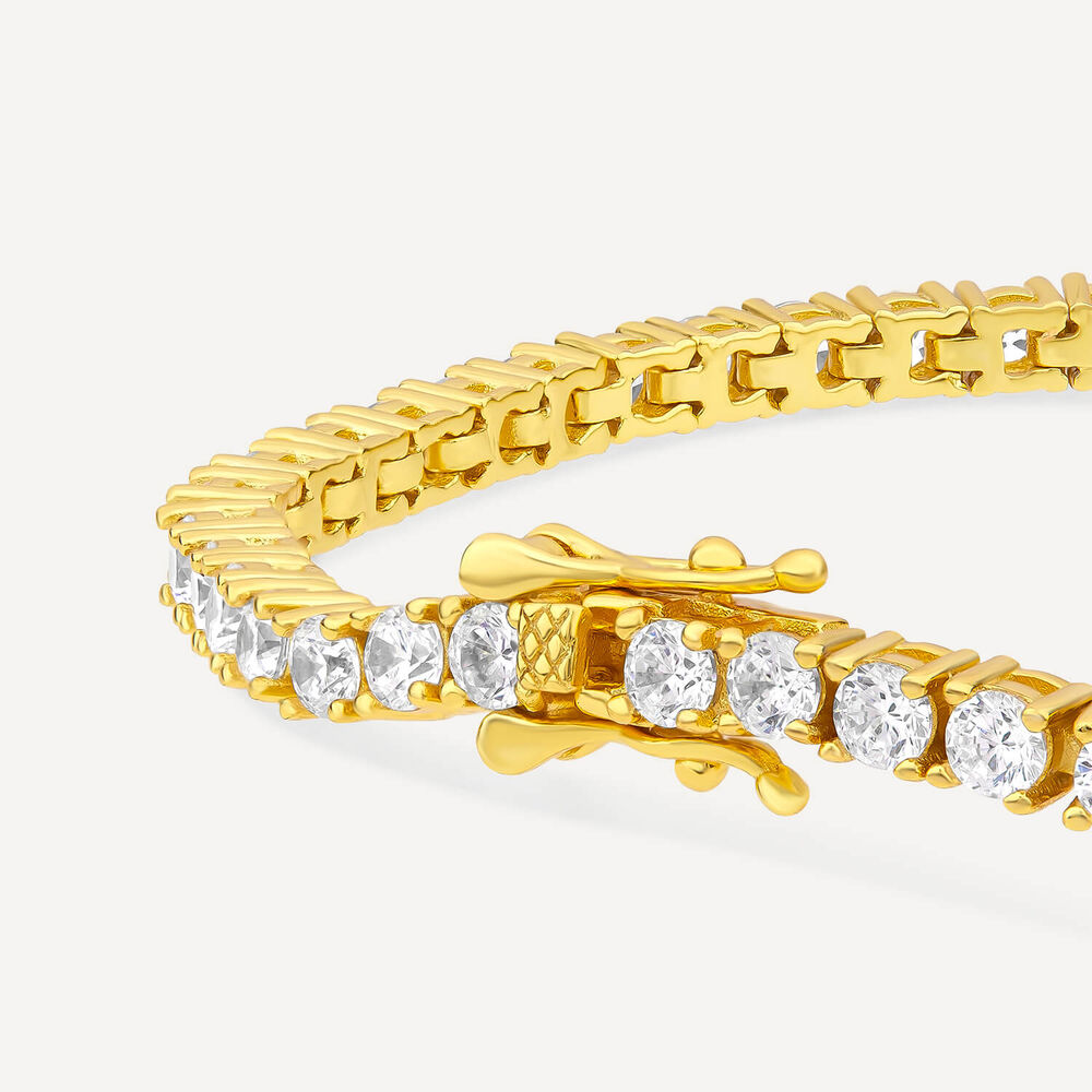 Sterling Silver Yellow Gold Plated Cubic Zirconia Tennis Bracelet