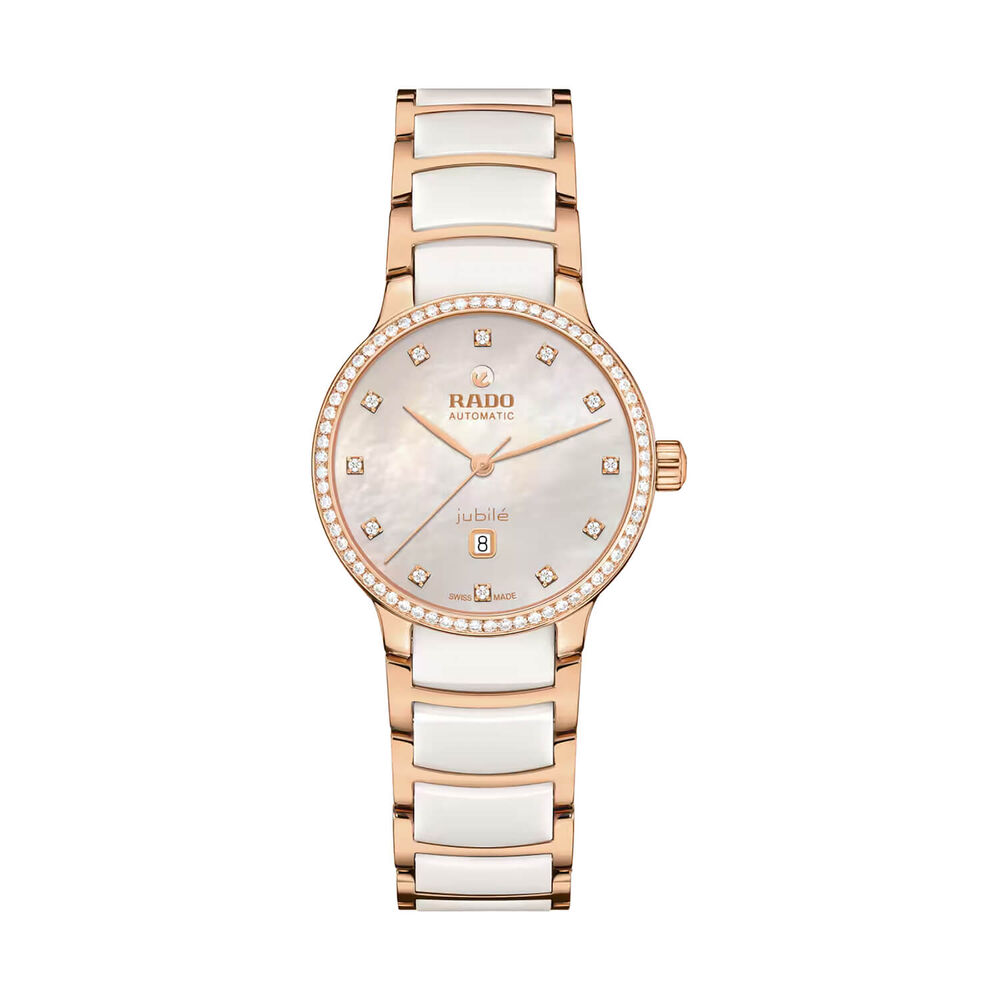 Rado Centrix 30.5mm White Dial Rose & White Bracelet Watch