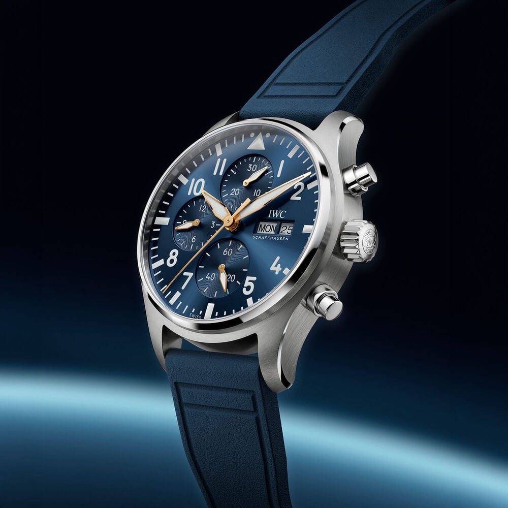 IWC Schaffhausen Pilot's Chronograph Le Petit Prince 43mm Blue Dial & Rubber Strap Watch
