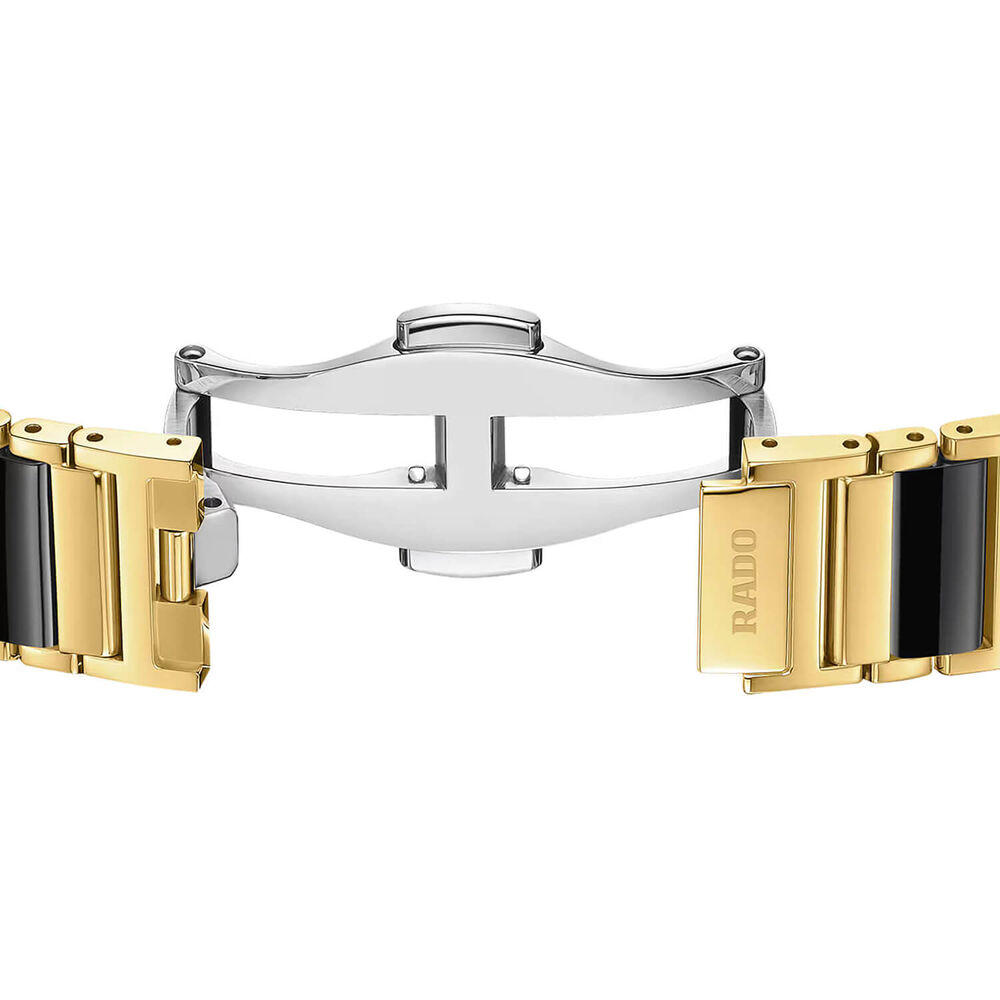 Rado Integral Diamonds 23mm Black Dial Diamond Dots Gold PVD Steel & Ceramic Bracelet Watch image number 4