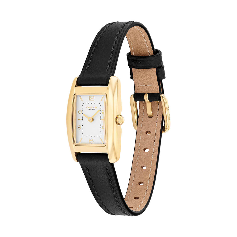 Coach Reese 20x30mm White Dial Black Leather Strap  Watch