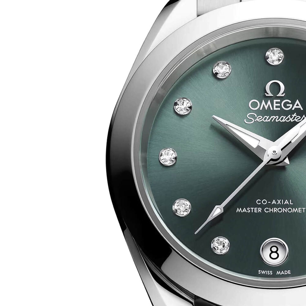 OMEGA Seamaster Aqua Terra 150M 30mm Pine Green Dial Diamond Dots Steel Bracelet Watch image number 1