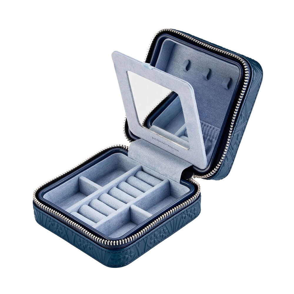 WOLF X LIBERTY Navy All Over Ianthe Small Jewellery Zip Travel Case