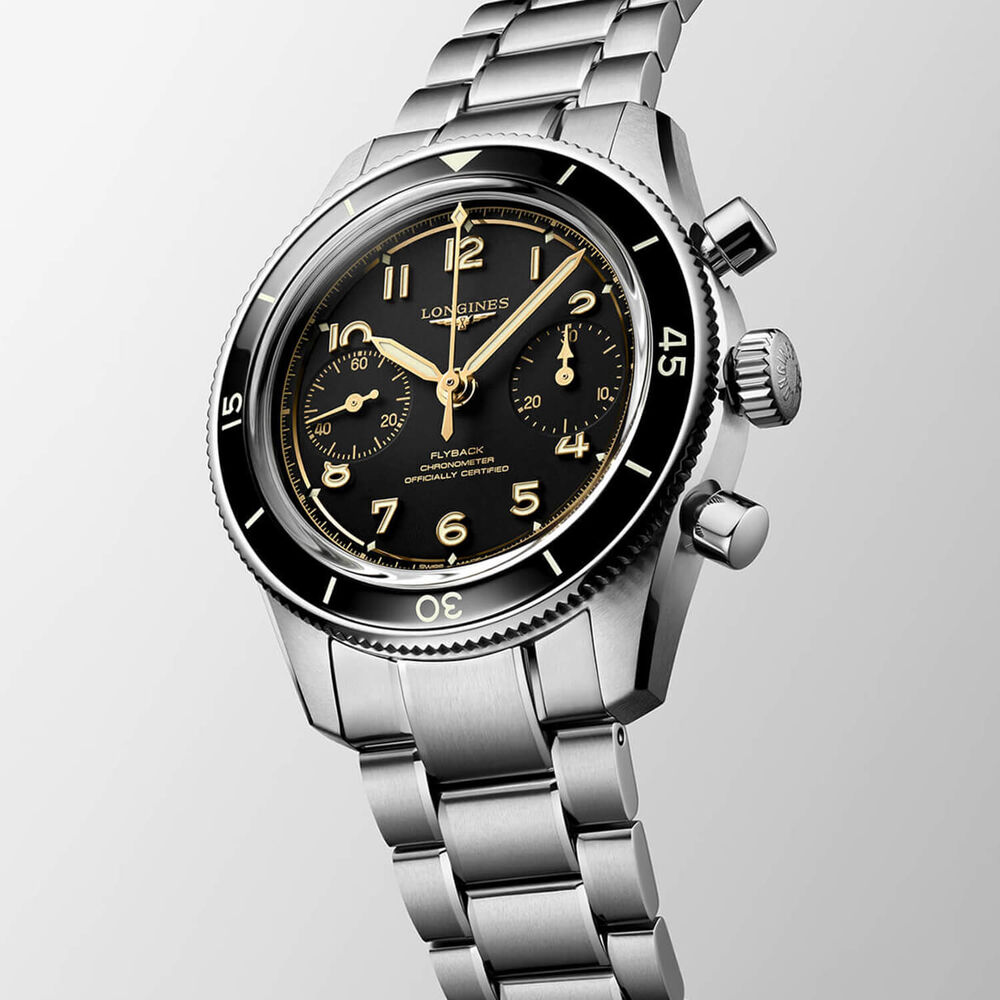 Longines Spirit Pilot Flyback 39mm Black Dial Stainless Steel Bracelet Watch image number 2