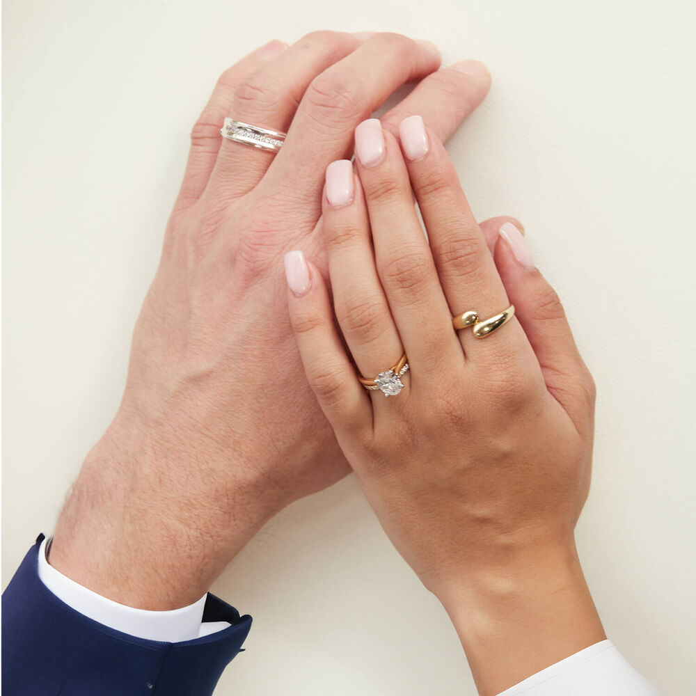 Born 18ct Yellow Gold 0.15ct Lab Grown Diamond Triangle Claw Set Half Eternity Wedding Ring image number 6