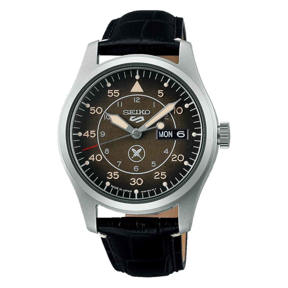 Seiko 5 Sports X Yuto Horigome Limited Edition IV 39.4mm Brown Dial Leather Strap Watch image number 0