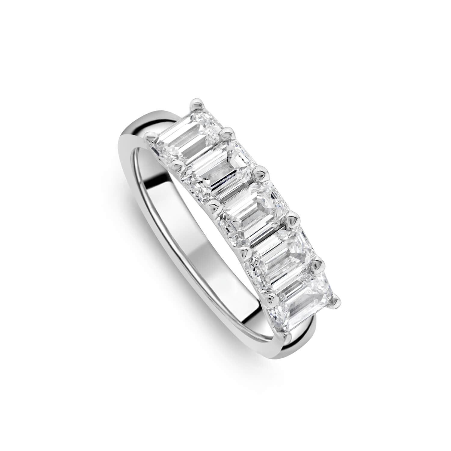 Born Platinum 1.85ct Lab Grown 5 Stone Emerald Eternity Ring