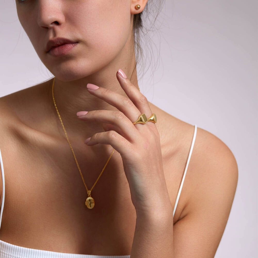 9ct Yellow Gold Square Rope Edge Signet Ring image number 4