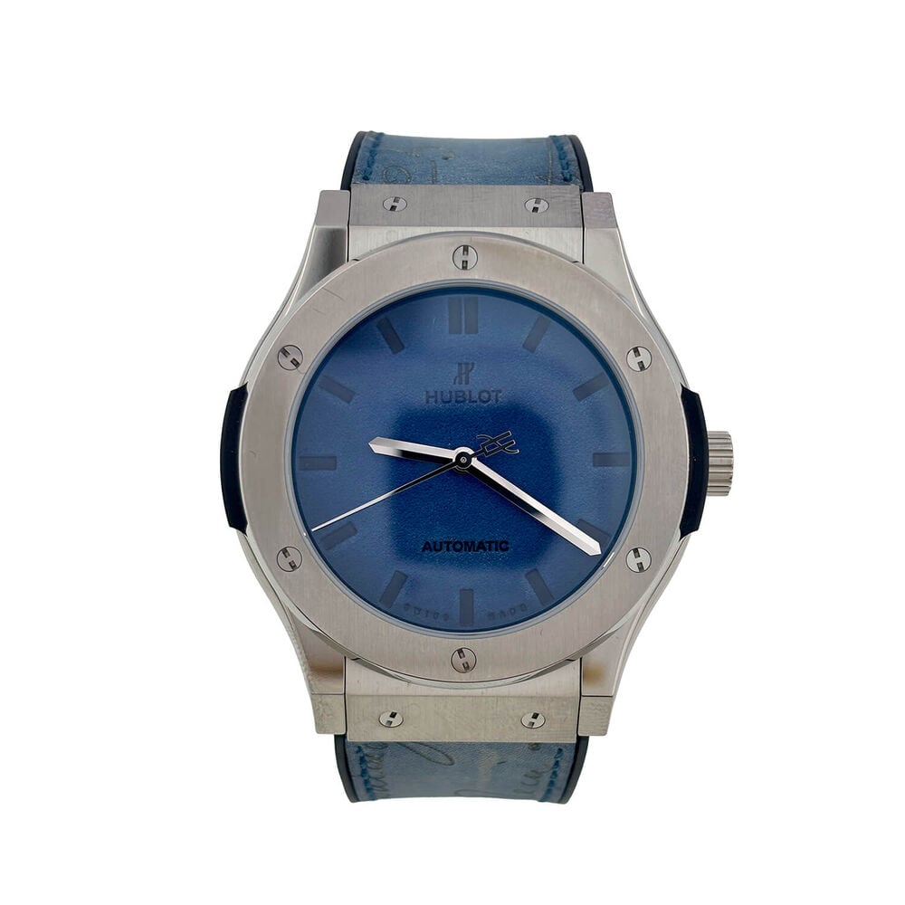 Pre-Owned Hublot Classic Fusion 45mm Blue Dial Leather Strap Watch image number 0