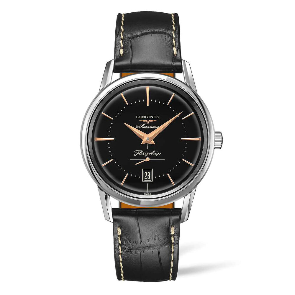 Longines Elegance Flagship Heritage Black Steel Case Black Watch