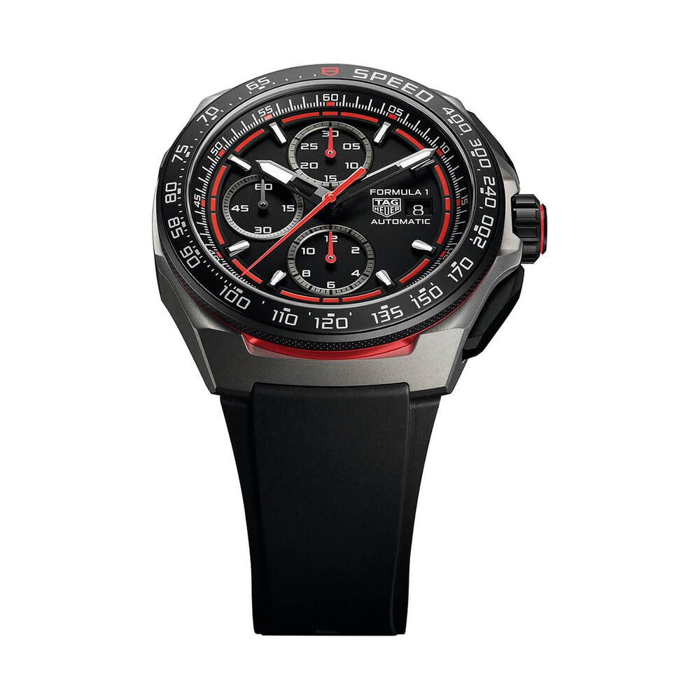 TAG Heuer Formula 1 Chronograph 44mm Black & Red Dial Black Rubber Strap Watch image number 2
