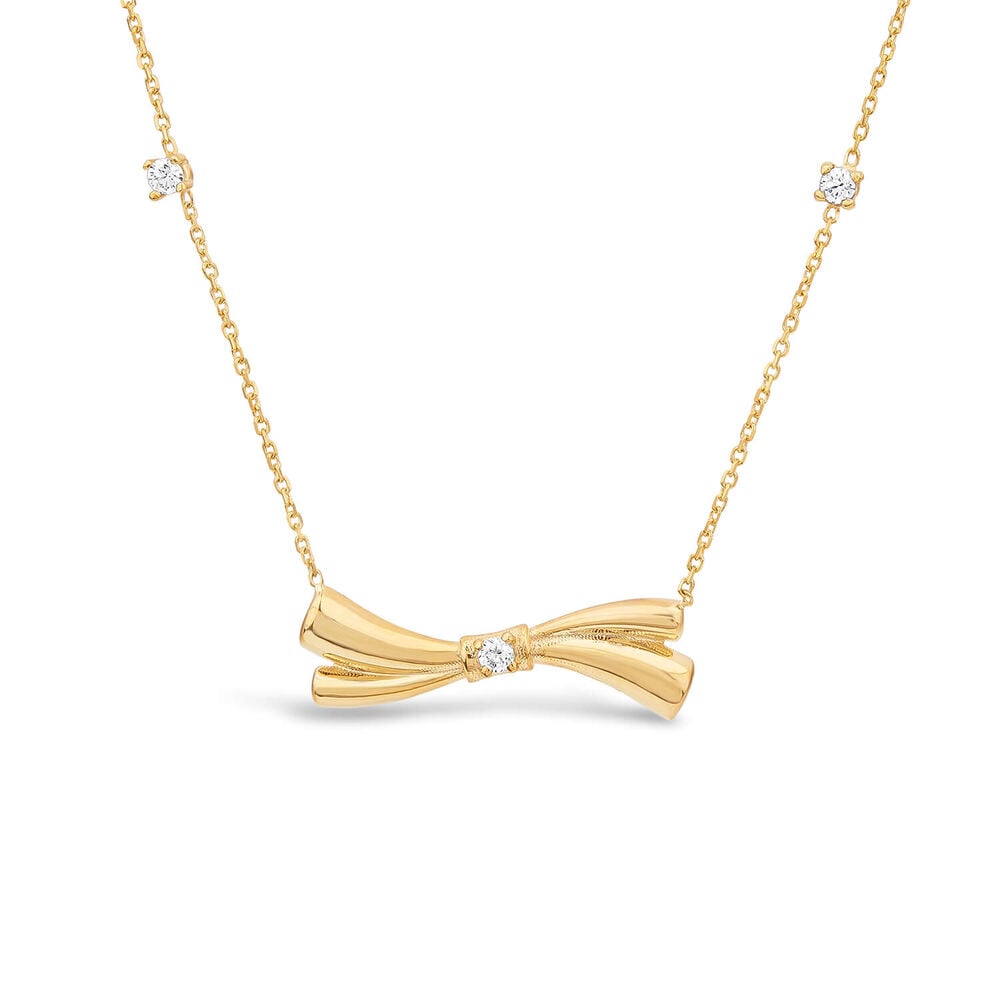 9ct Yellow Gold Cubic Zirconia Set Bow Necklet image number 0