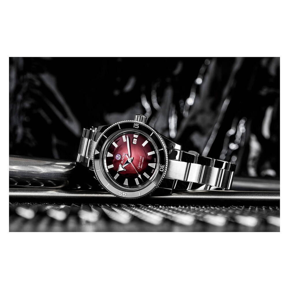 Rado Captain Cook 42mm Automatic Red Dial Steel Case Bracelet Watch image number 3