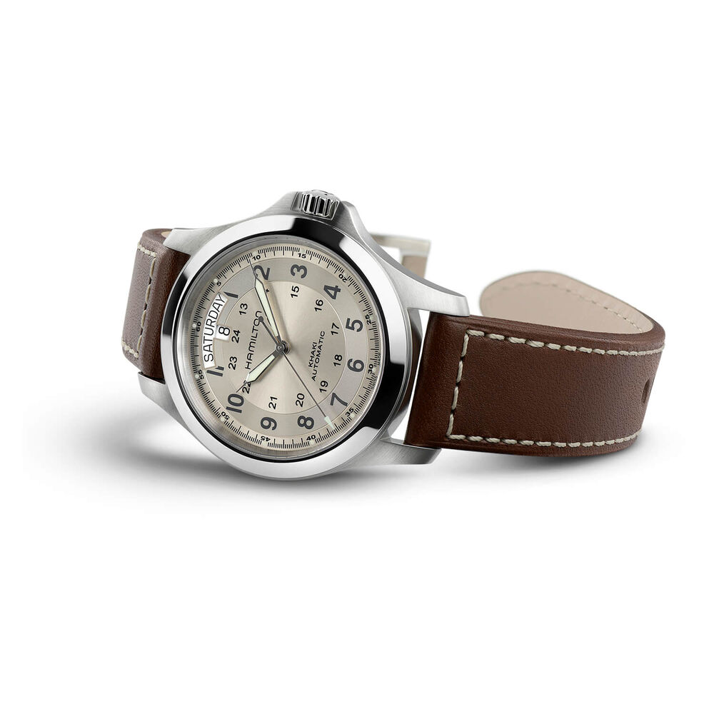 Hamilton Khaki Field King Auto 40mm Automatic Beige Dial Steel Case Strap Watch image number 3
