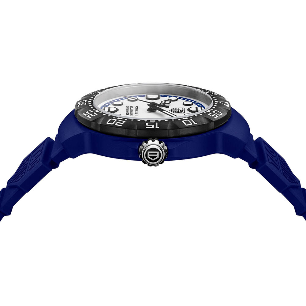 TAG Heuer Formula 1 Solargraph 38mm White Dial Black Bezel Blue Rubber Strap Watch image number 3