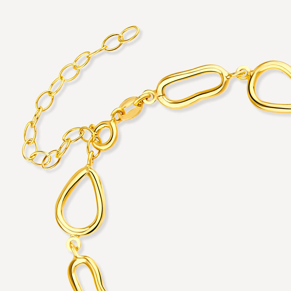 Yellow Gold Plated Sterling Silver Open Tear Loop Bracelet