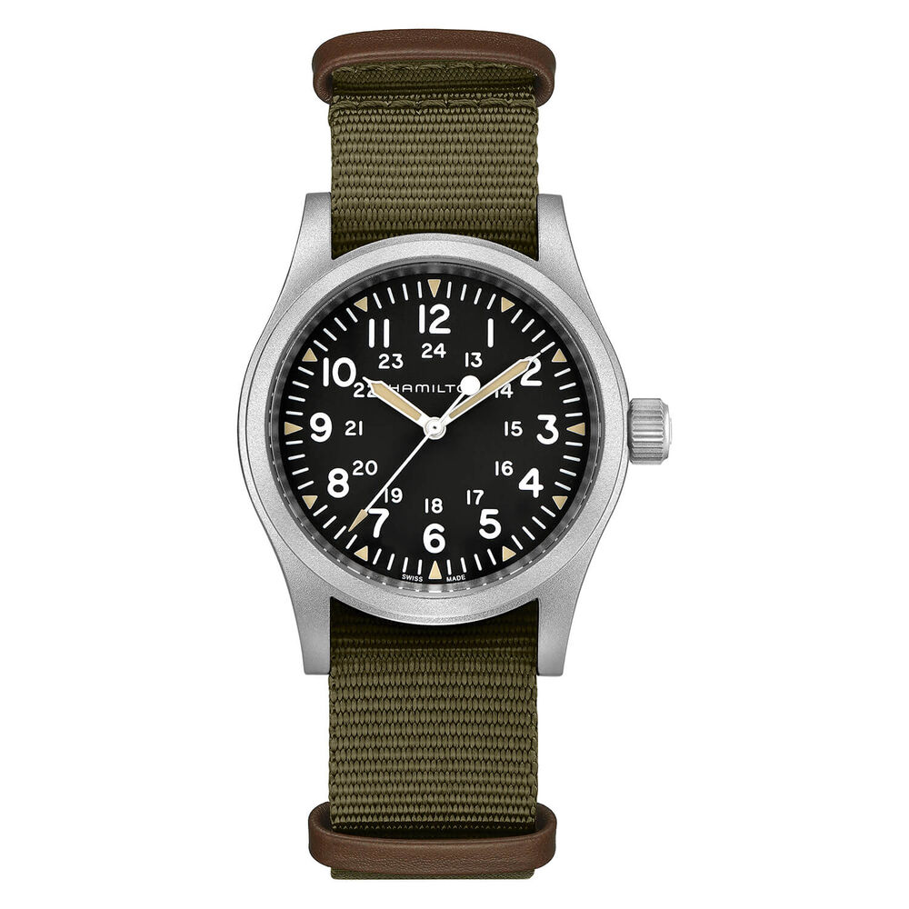 Hamilton Khaki Field Mechanical 38mm Black Steel Case Textile Watch