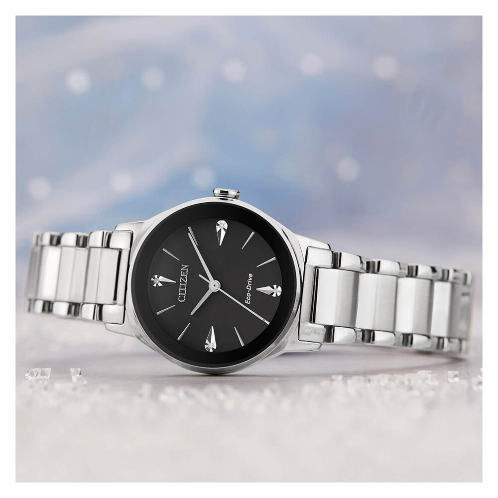 Citizen Axiom Diamond Black & Stainless Steel 28mm Ladies' Watch
