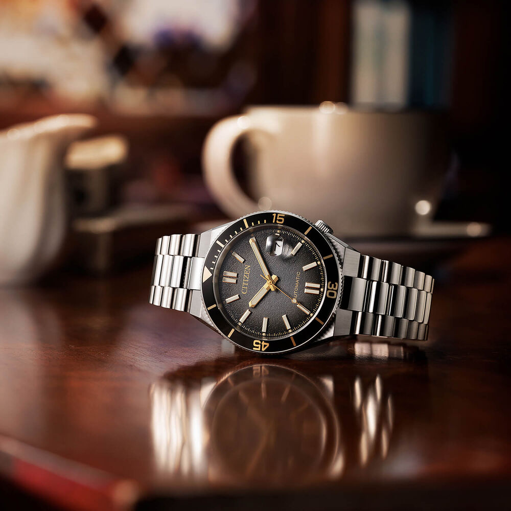 Citizen Tsuyosa Shore Timeslip 40mm Black Dial Steel Bracelet Watch