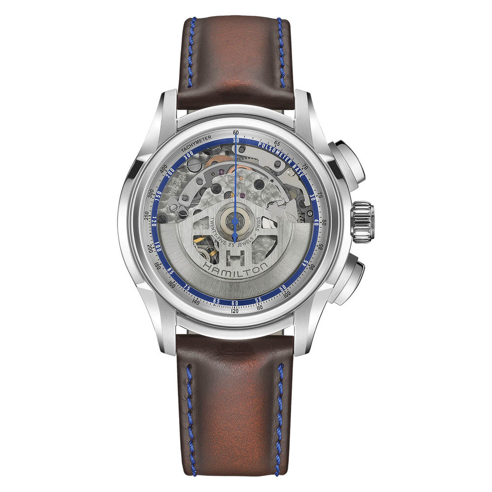 Hamilton Jazzmaster Face2Face 44mm Silver Dial Brown Strap Watch image number 1