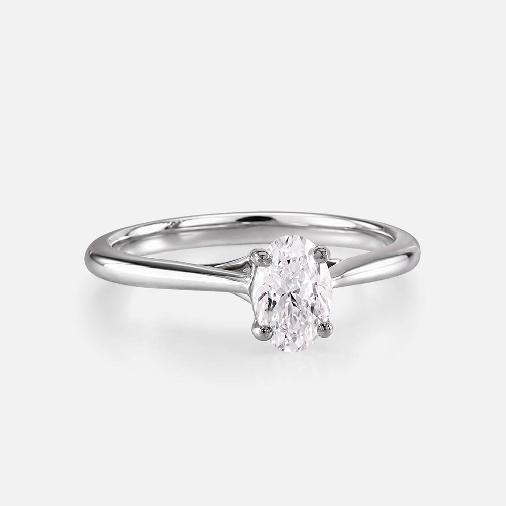 Floral Platinum 0.50ct Oval Diamond Solitaire Ring