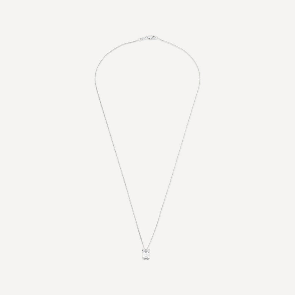 18ct White Gold 1.00ct Lab Grown Emerald Diamond Pendant image number 2