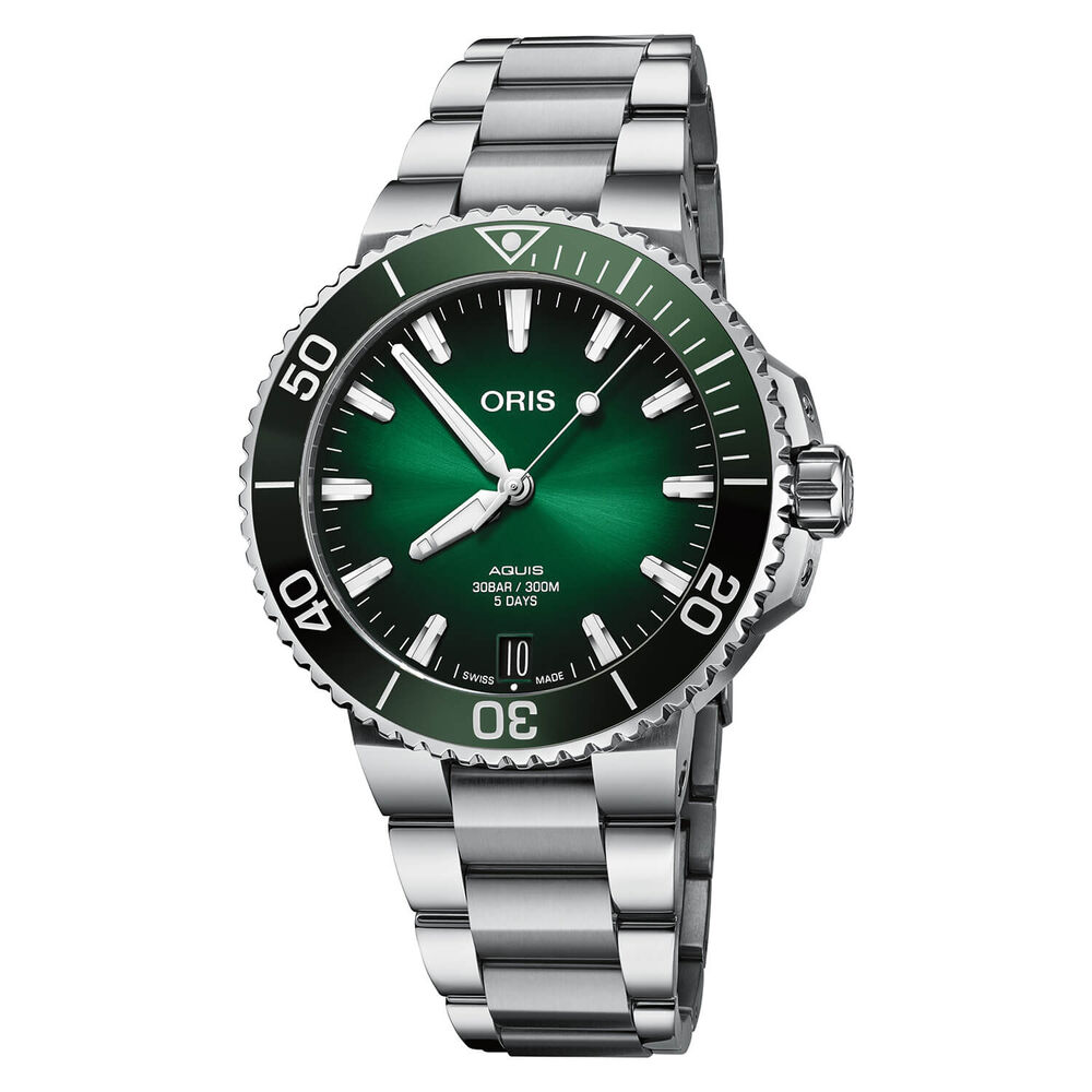 Oris Aquis Calibre 400 41.5mm Green Bezel Steel Bracelet Watch image number 0
