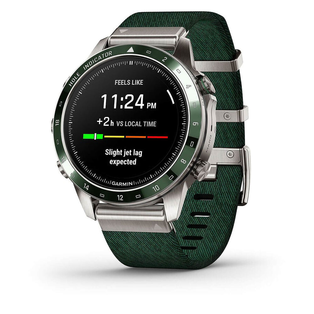 Garmin MARQ® Golfer (Gen 2) 46mm Titanium Case Green Ceramic Bezel Strap Watch image number 4