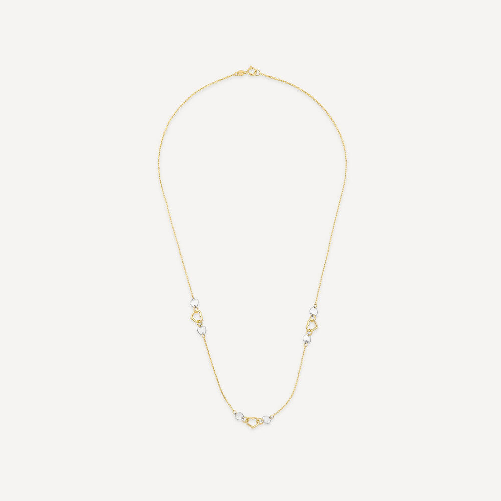 9ct Yellow & White Open Polished Heart Necklet image number 2