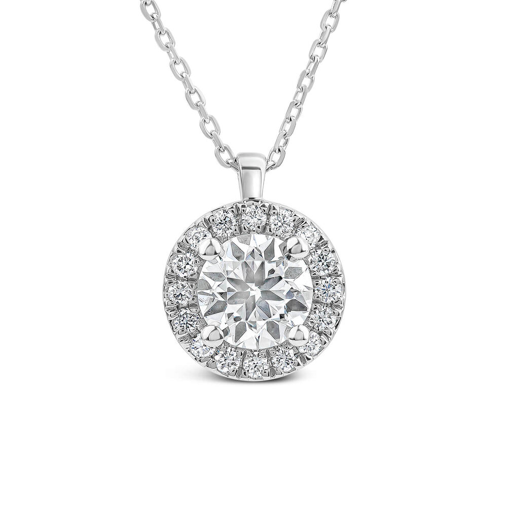 Born 9ct White Gold Lab Grown 0.83ct Halo Diamond Pendant