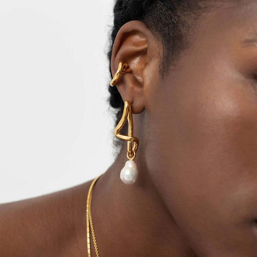 Missoma 18ct Gold Plated Brass Molten Baroque-Pearl Drop Earrings