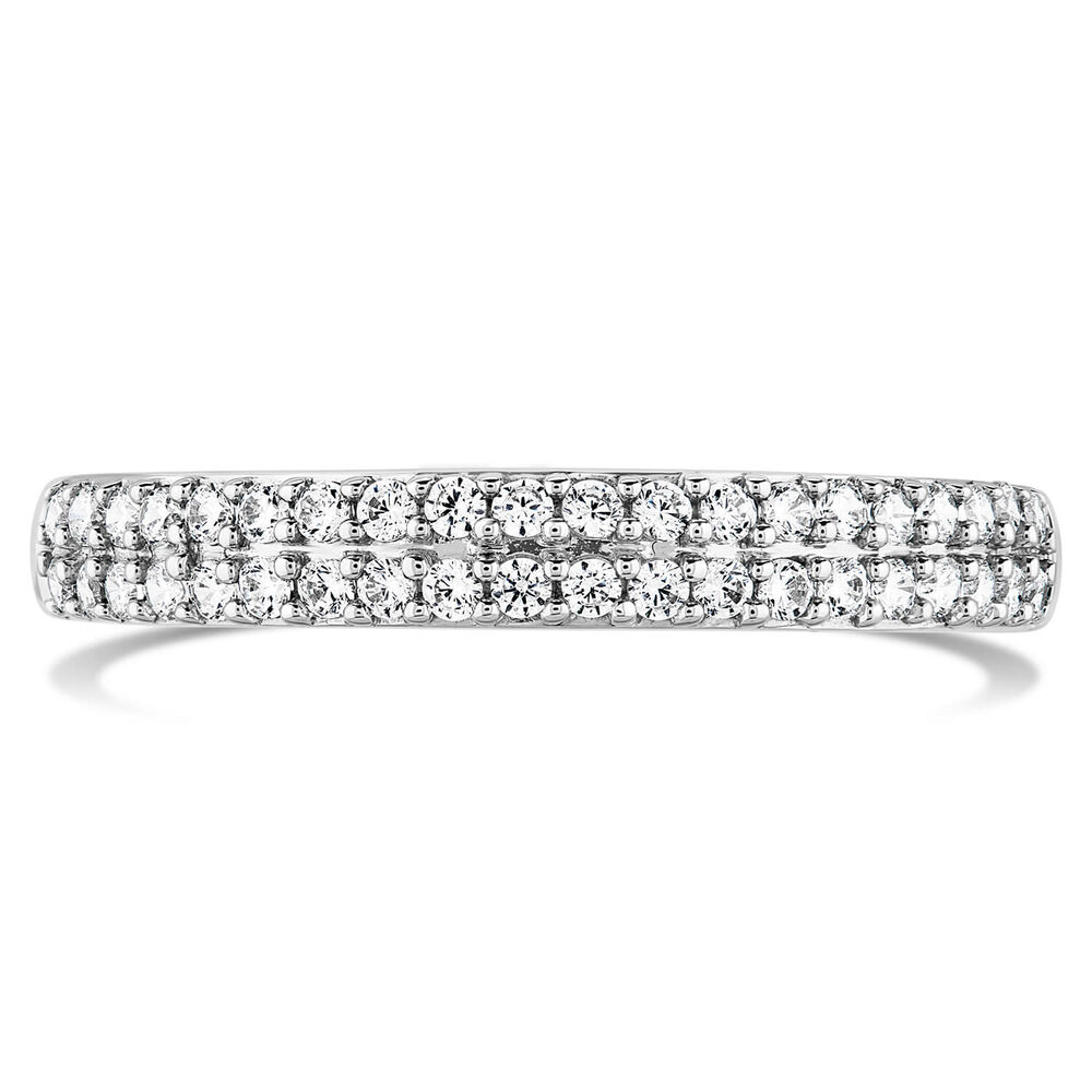 9ct White Gold 2 Row Pave Cubic Zirconia Half Eternity Ring