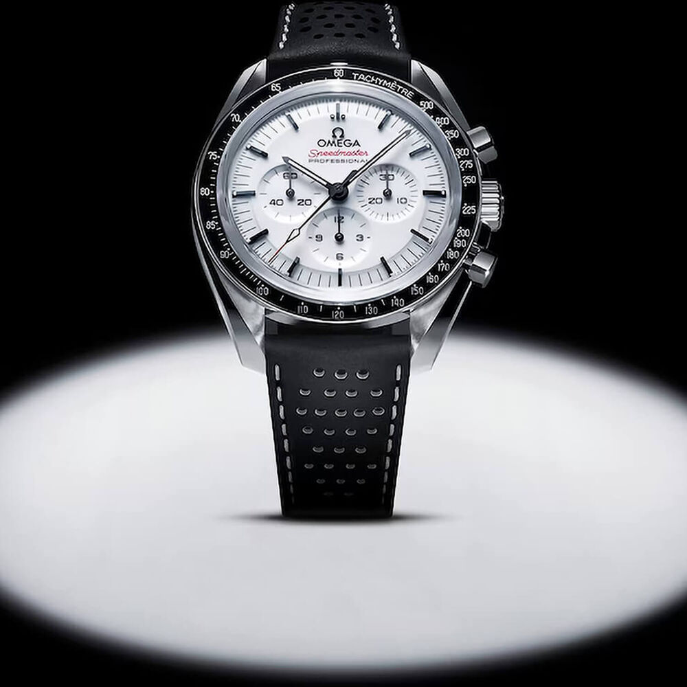 OMEGA Speedmaster Moonwatch Professional 42mm White Dial Black Leather Strap Watch image number 5