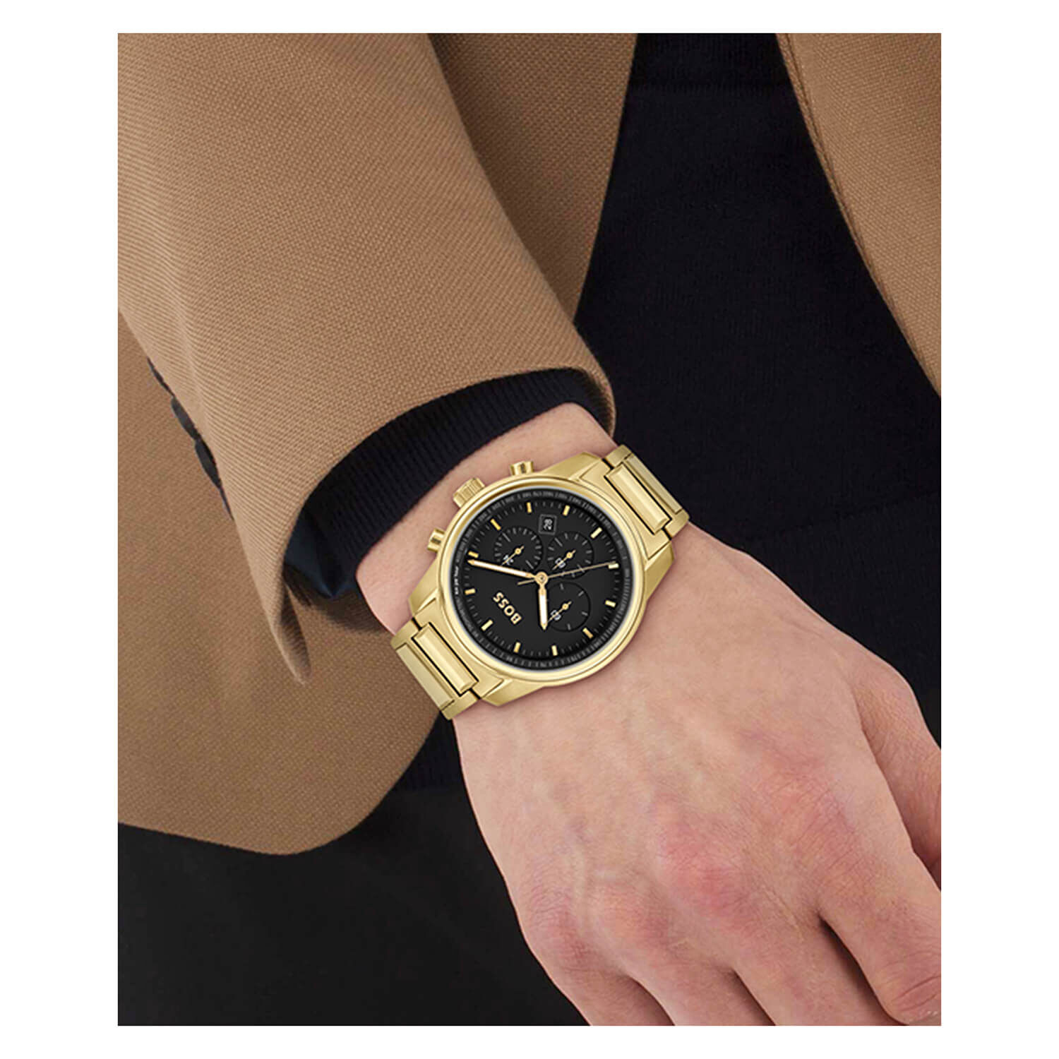 Hugo boss gold watch black face top